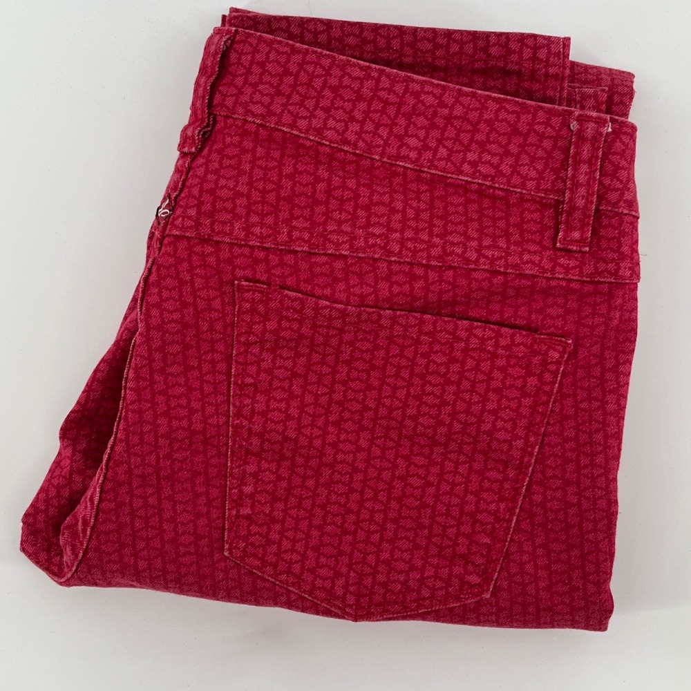 Prana Skinny Jeans Womens 6/28 Red Good Geometric Pattern Stretch Organic